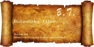 Bulovszky Tibor névjegykártya